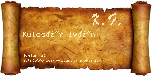 Kulcsár Iván névjegykártya